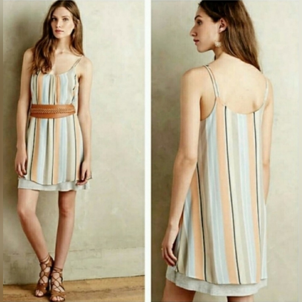 Anthropologie Left Coast by Dolan Striped Layered Slip Dress Size S